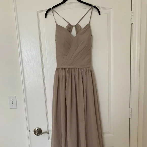 sand bridesmaid dress Sand Champagne Bridesmaid Dress for Beach Wedding with Infinity Top